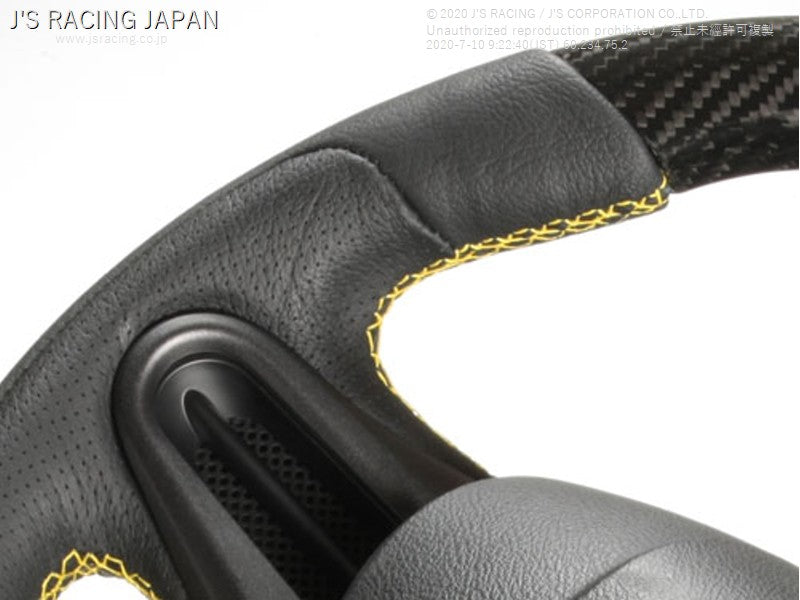 J'S RACING Sports Steering Carbon Black/Yellow Stitch